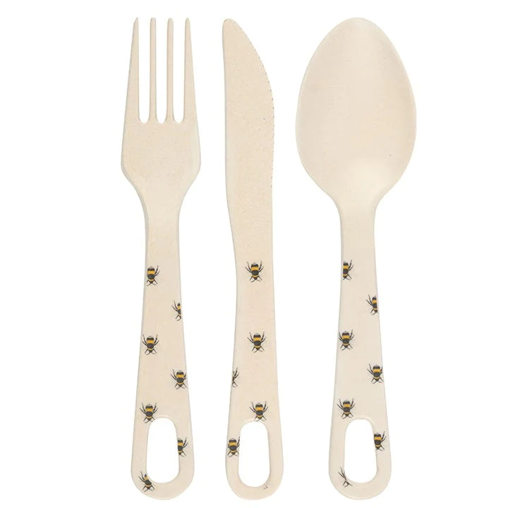 Bamboo Cutlery Set - Bee