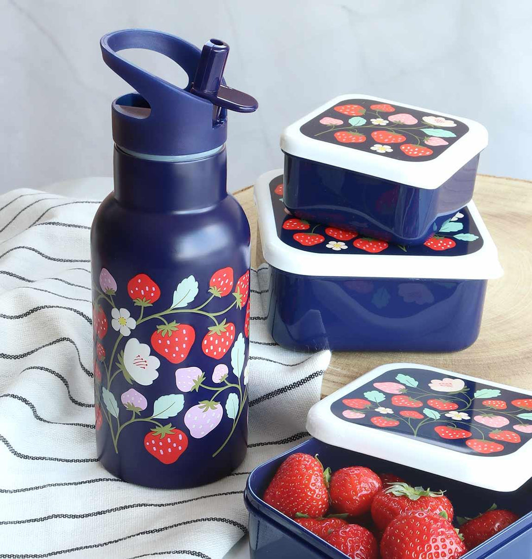 A Lovely Little Company - Kids Stainless Steel Drink / Water Bottle: Strawberries - ScandiBugs