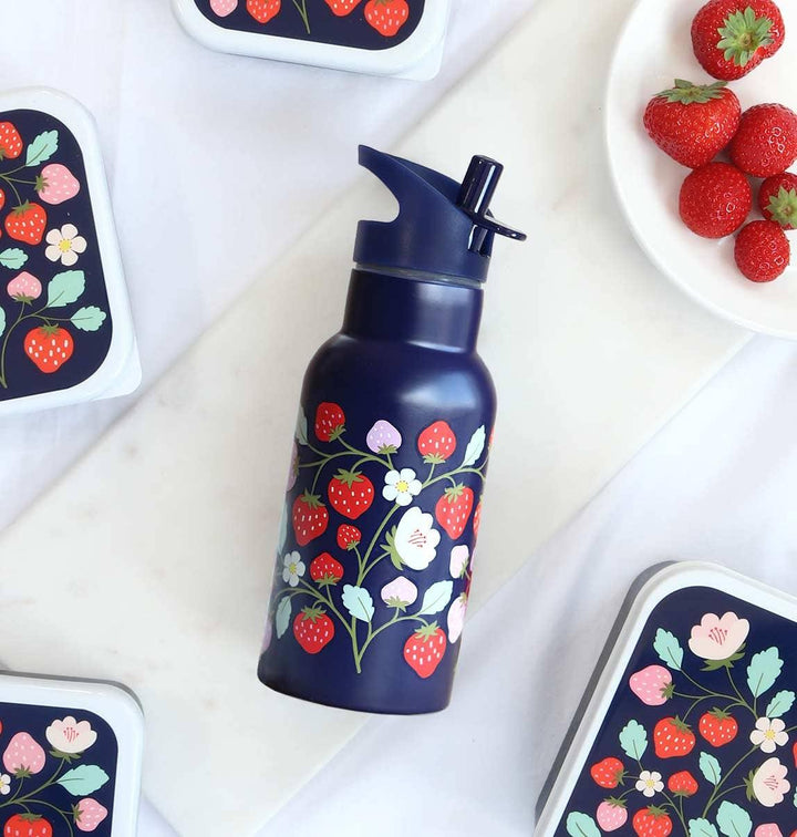 A Lovely Little Company - Kids Stainless Steel Drink / Water Bottle: Strawberries - ScandiBugs