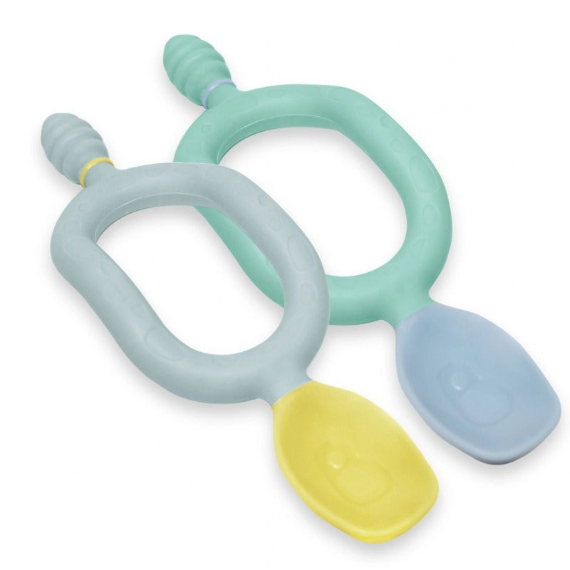 Bibado Dippit Multi-Stage Baby Weaning Spoon and Dipper - 2 Pack - Blue & Green